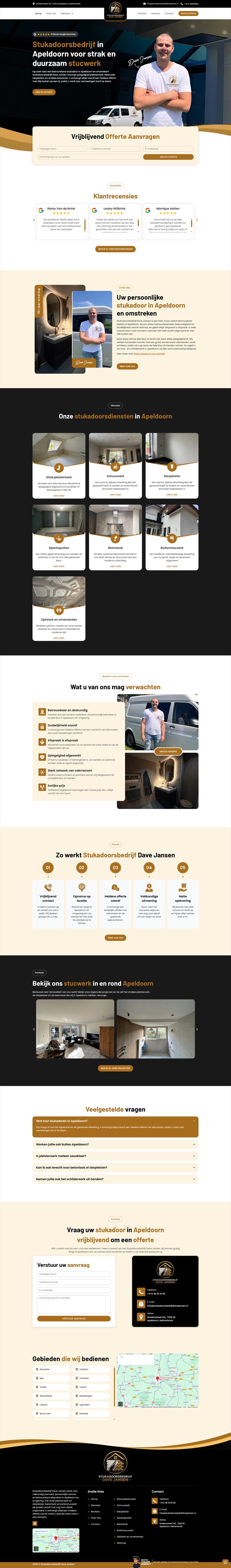Website Stukadoorsbedrijf Dave Jansen, gebouwd door Teazer Agency